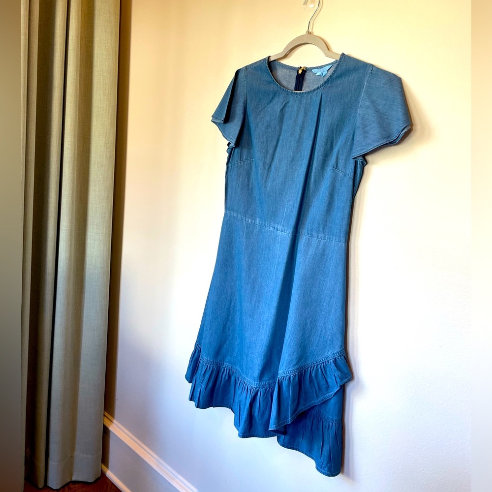 Draper James Ruffle Chambray Dress - Size 8
